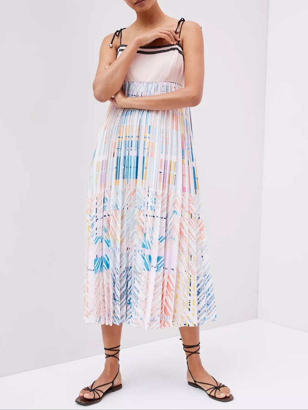 Anthropologie Geisha Designs Abstract Pleated Dress Size Small